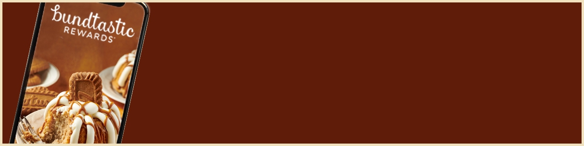 Download our app, join Bundtastic Rewards, and get free cake