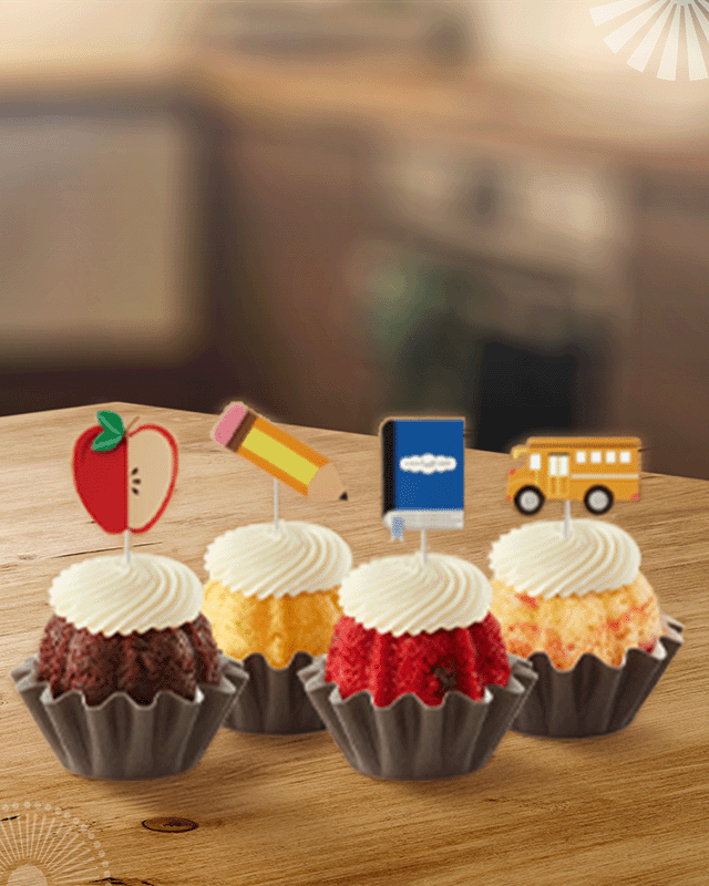Four Bundtinis® with Appreciation themed decorations.