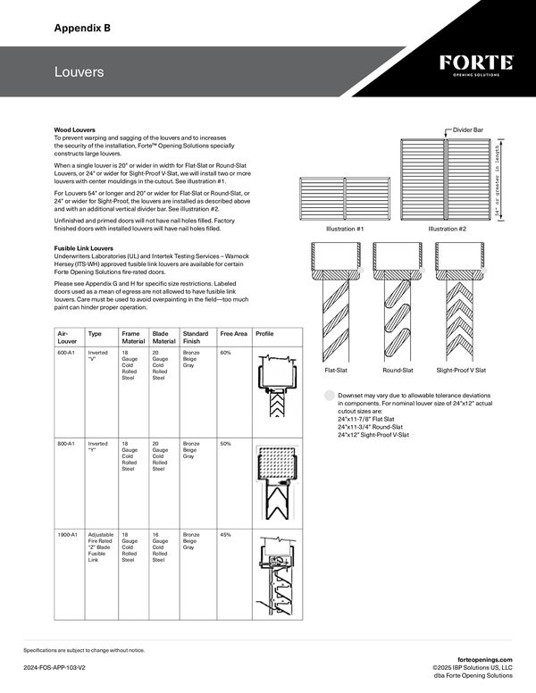 Technical Documents | Forte Opening Solutions