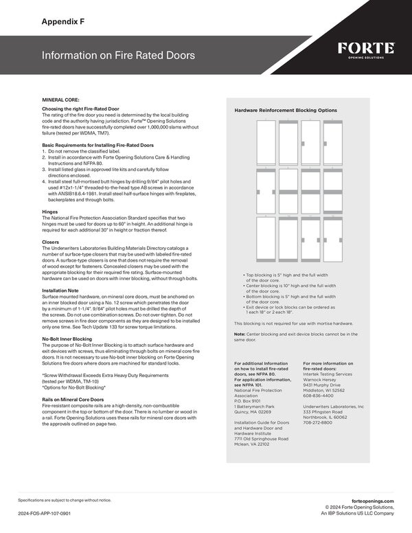 Technical Documents | Forte Opening Solutions
