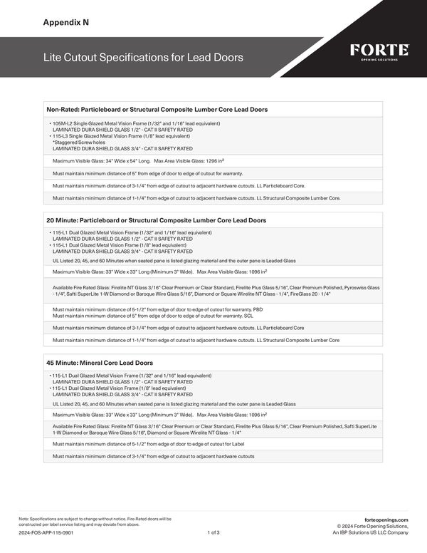 Technical Documents | Forte Opening Solutions