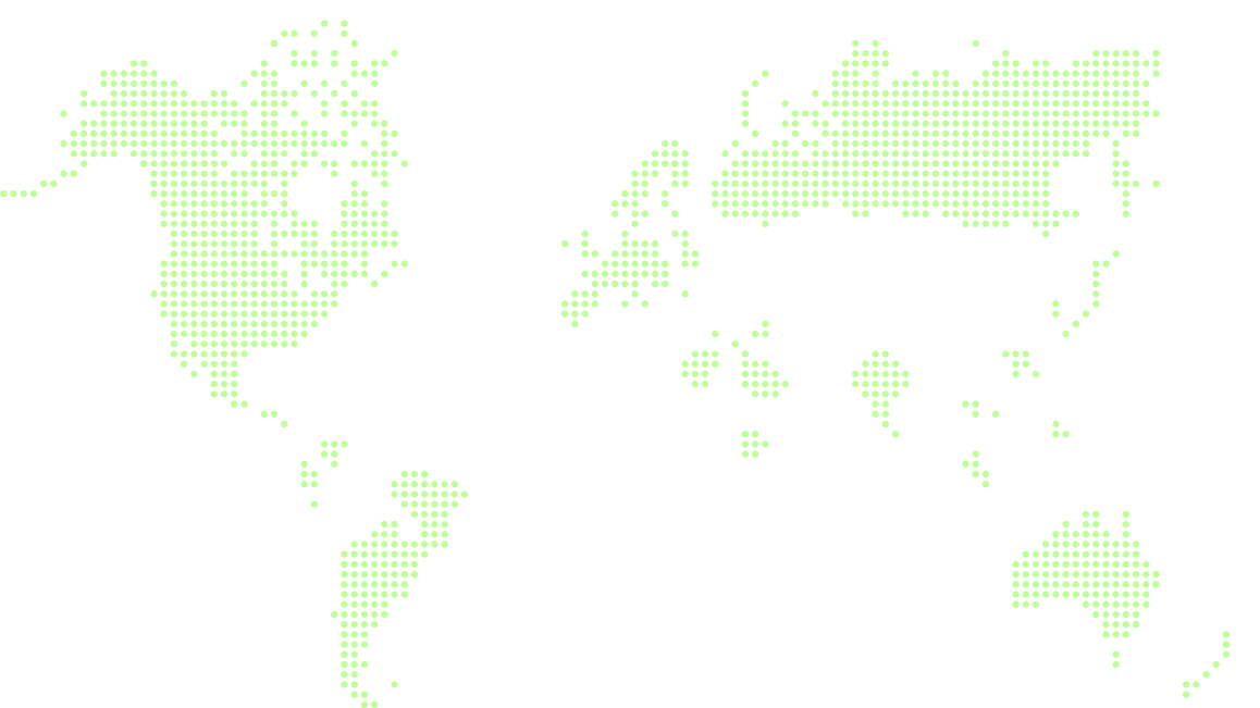 A stylized world map using a dotted design to indicate where Amplity works across the globe.