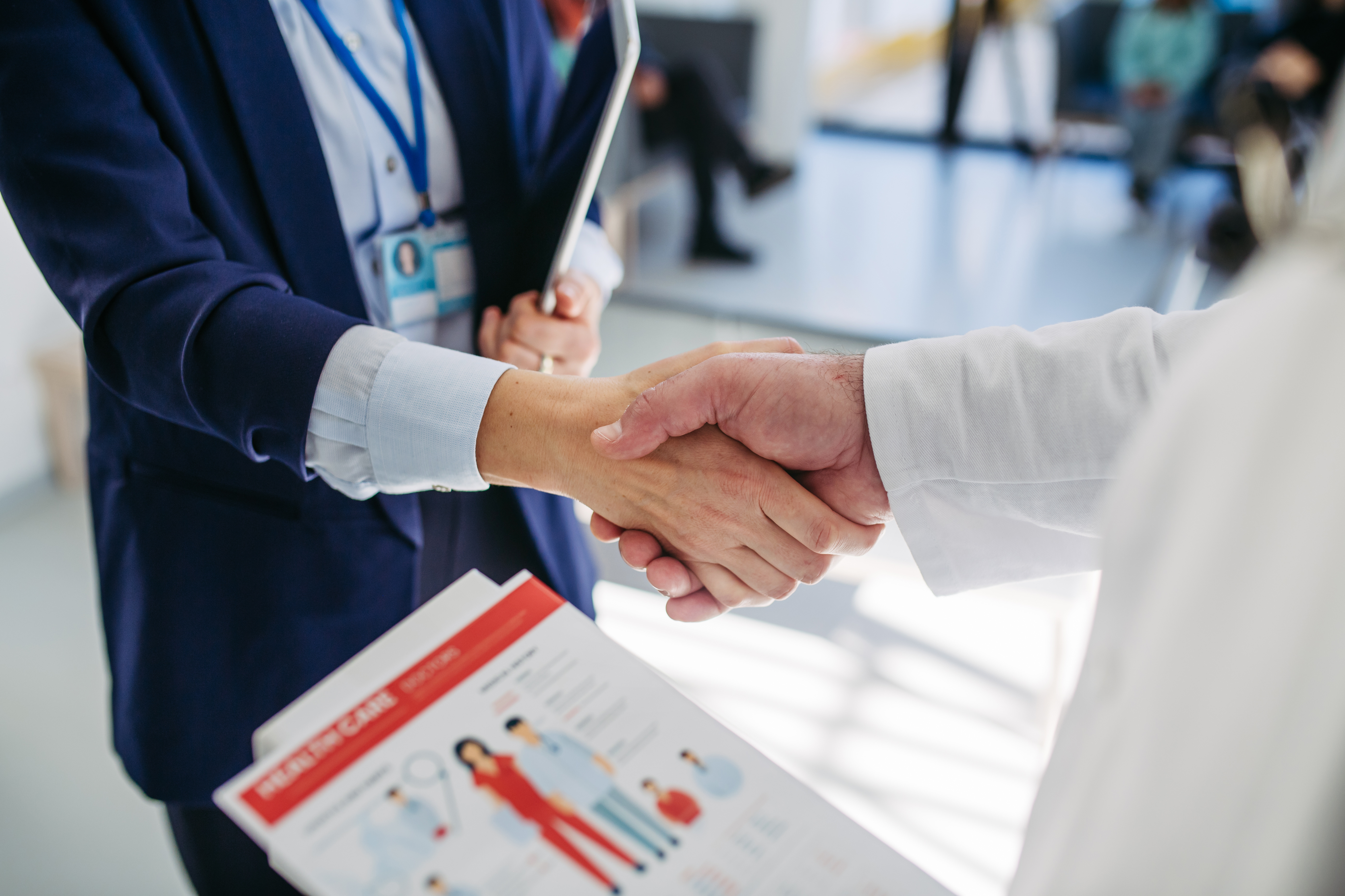 Professional handshake in a healthcare setting