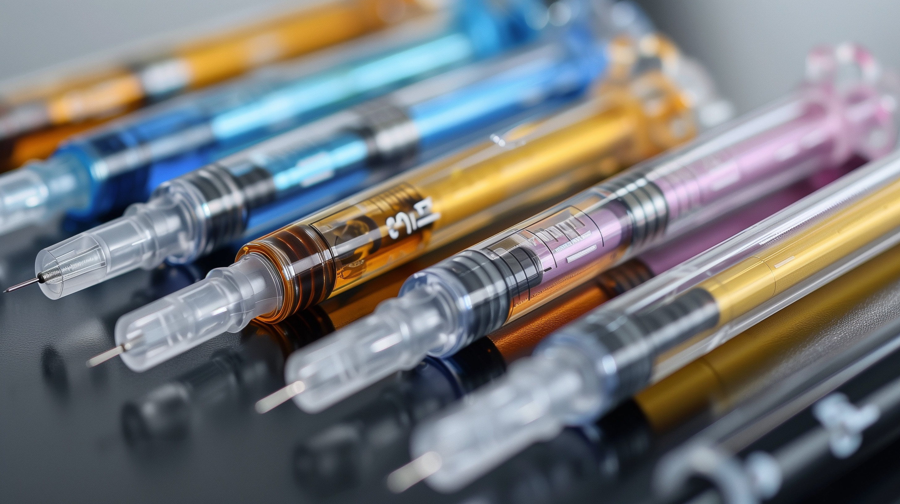 A close up of syringes.