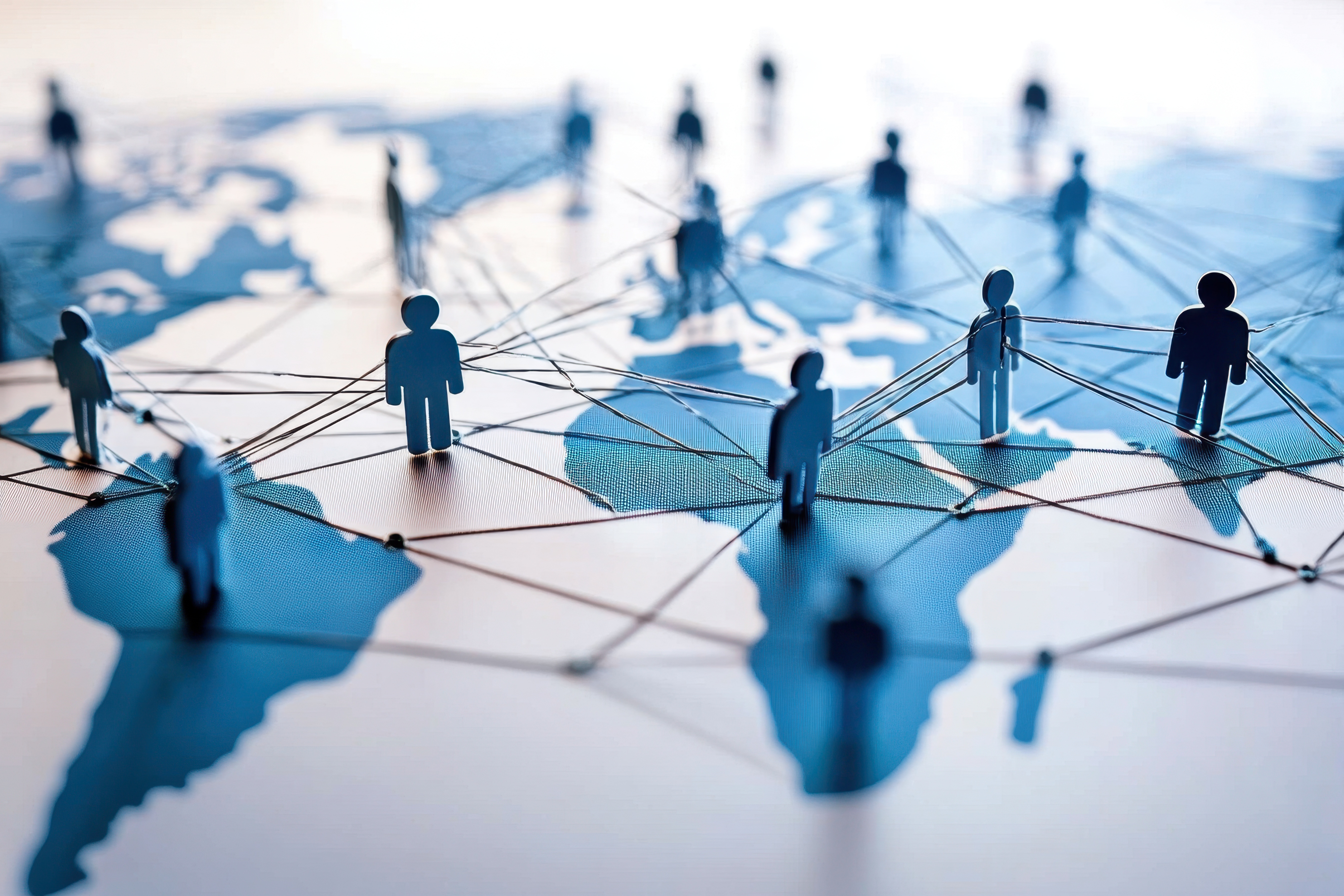 Global network of interconnected people map