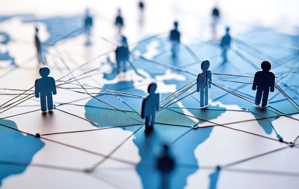 Global network of interconnected people map