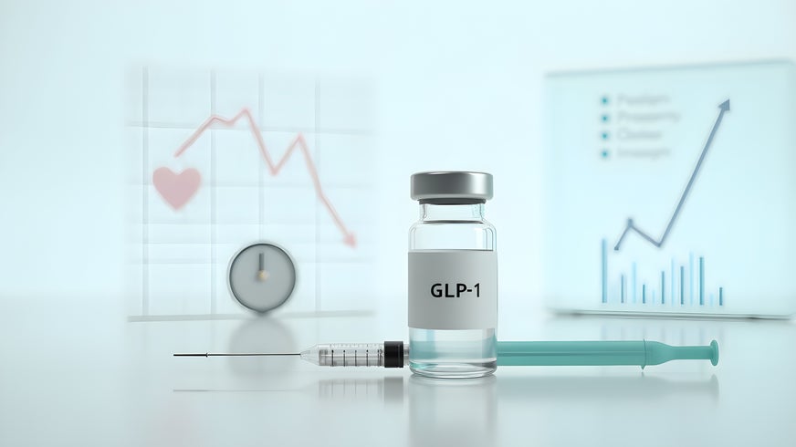 Vial labeled GLP-1 with syringe.