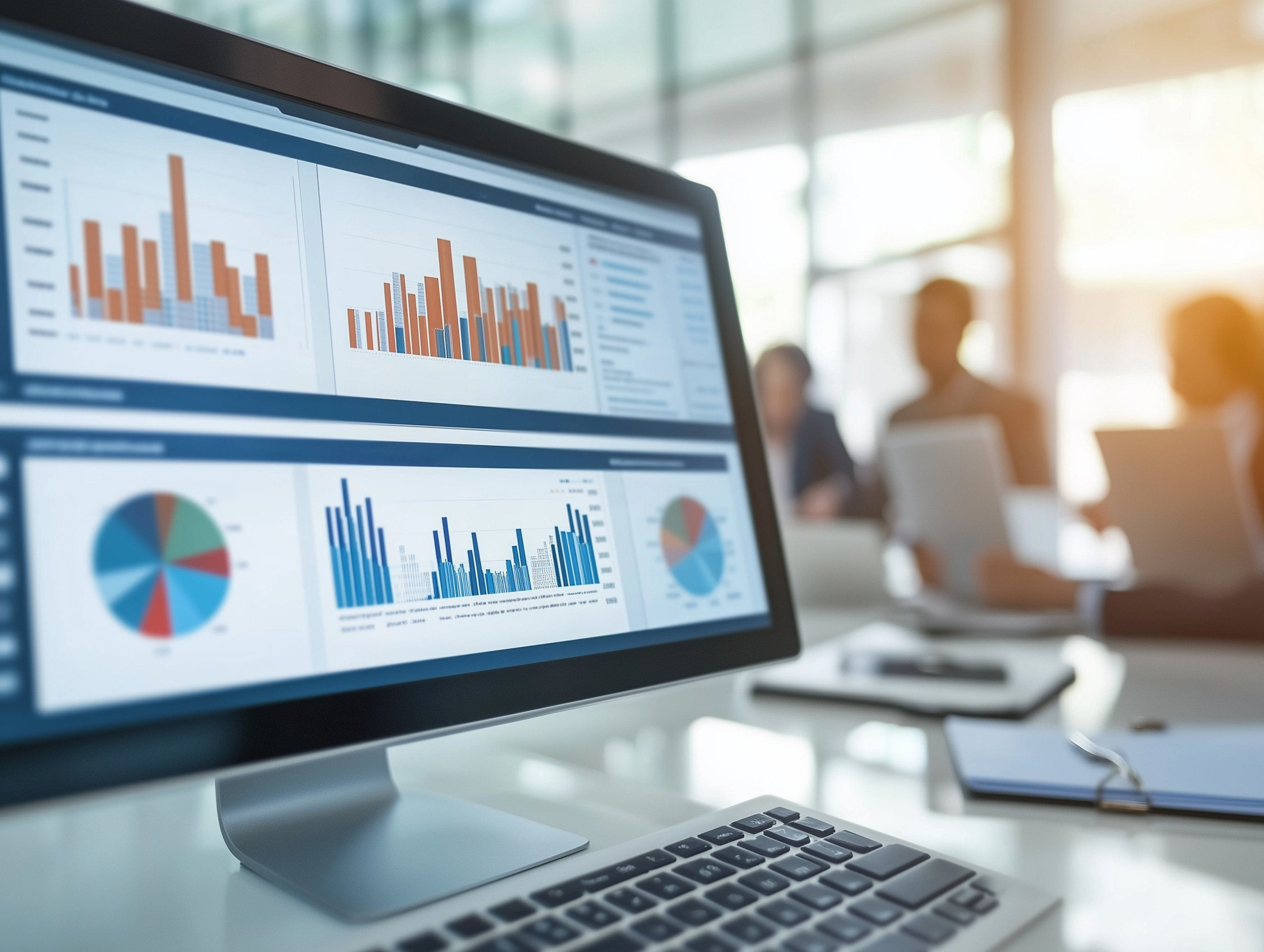 Computer screen showing Sales Data and Patient Outcomes.