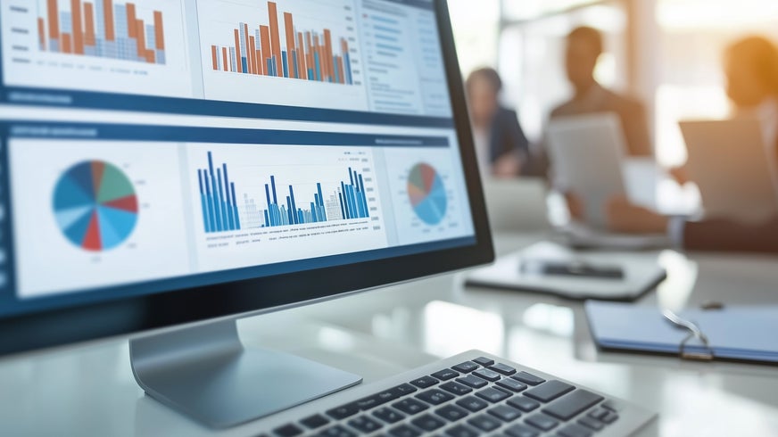 Computer screen showing Sales Data and Patient Outcomes.