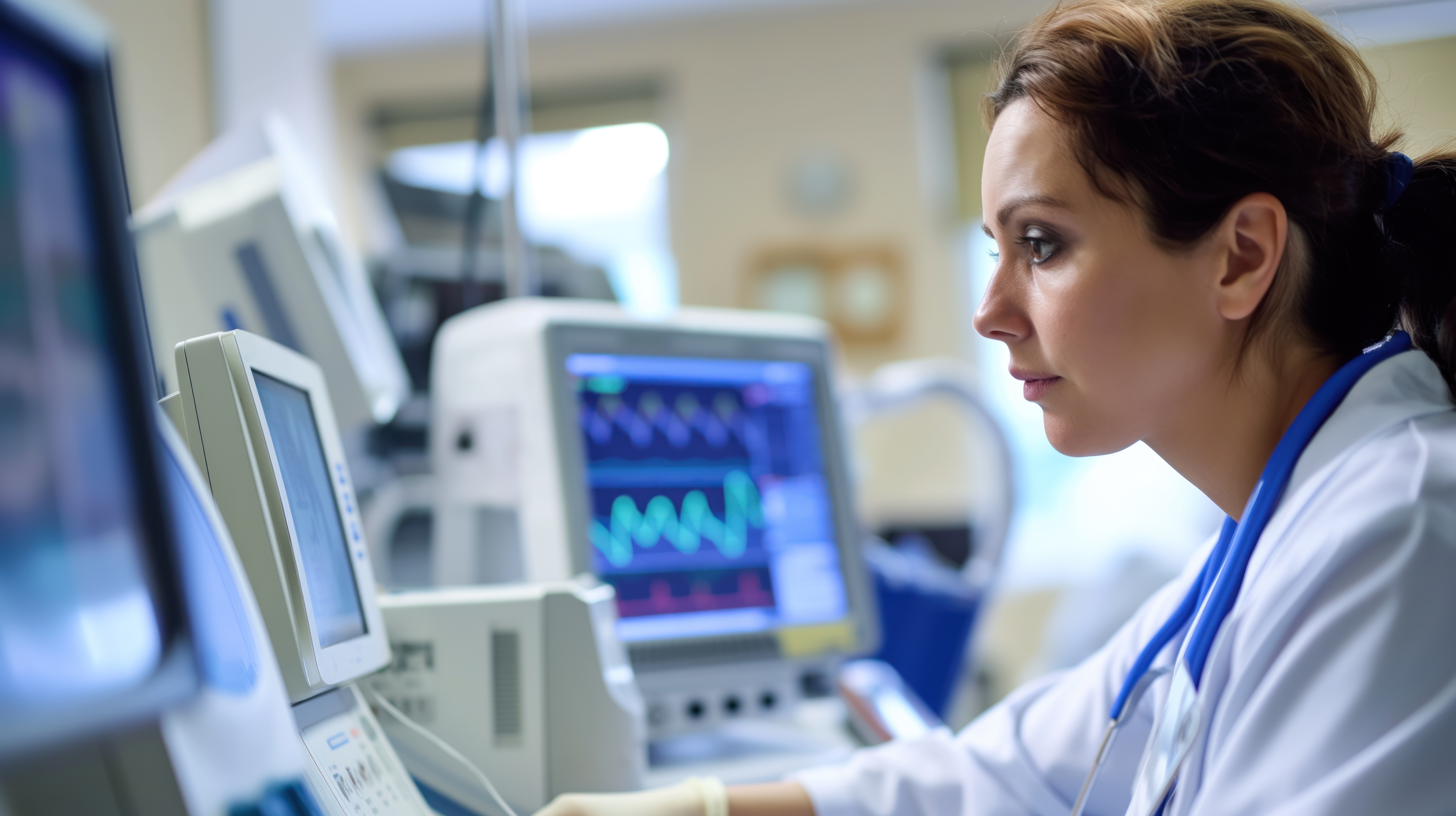 a cardiologist reviewing a patient is heart health using advanced diagnostic equipment focus on cardiovascular care&nbsp;