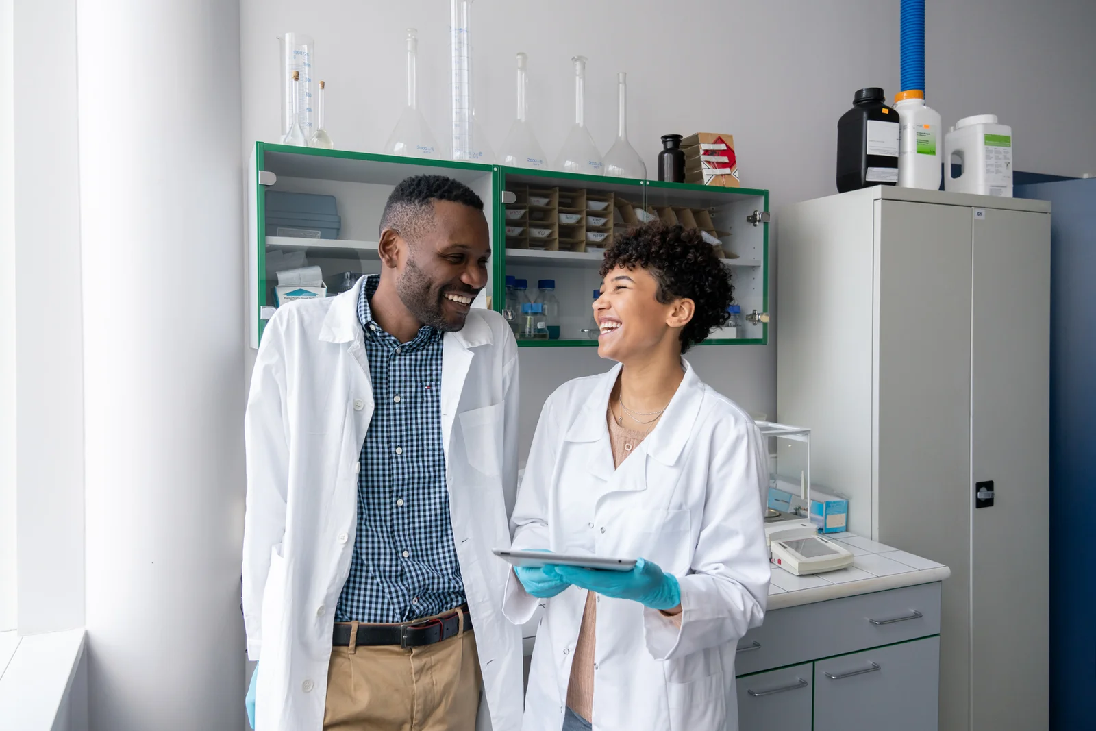 Researchers enjoying their work in a laboratory