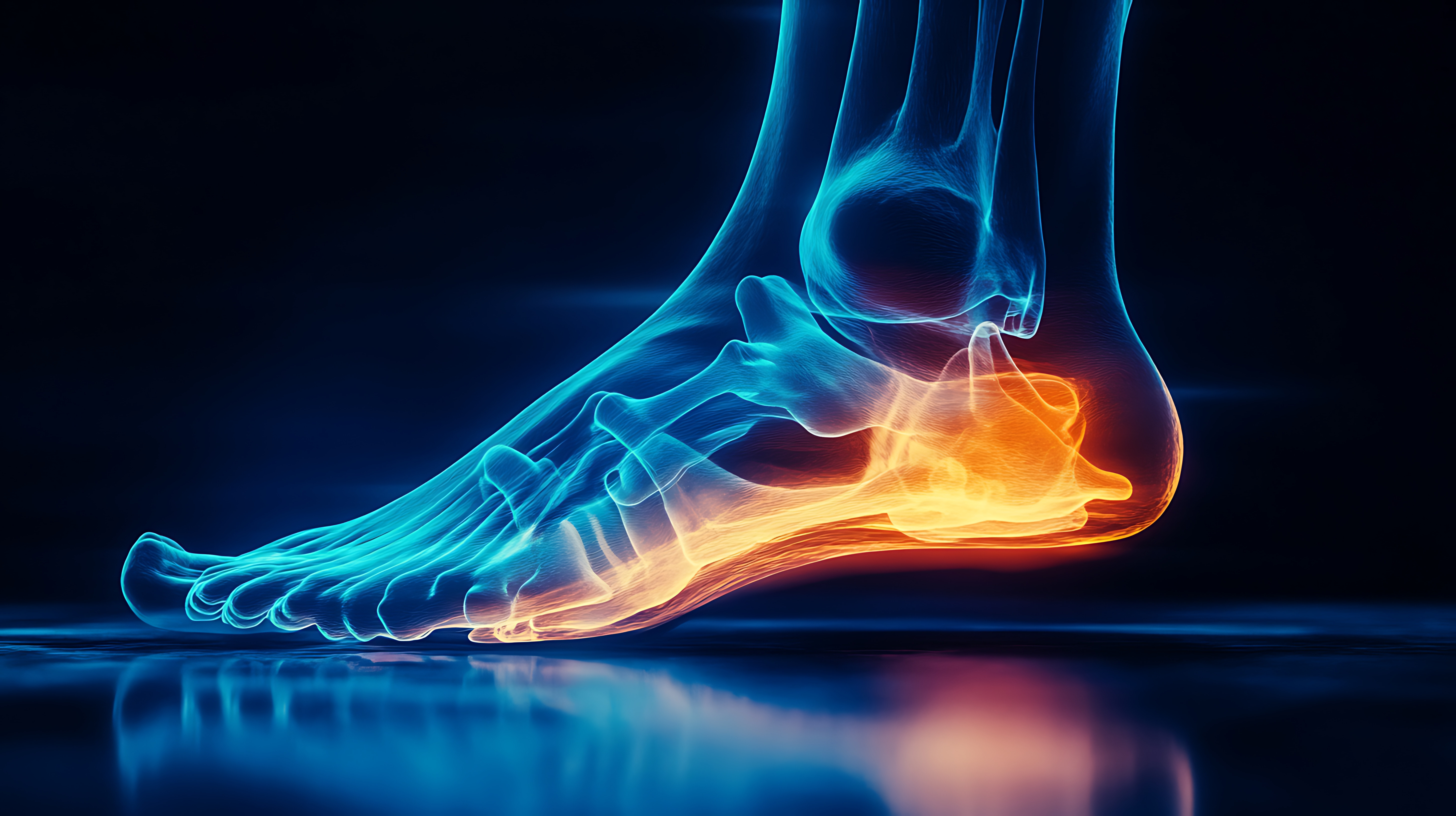 A close-up of a foot experiencing relief from the pain of Plantar Fibromatosis (PFI), a rare connective tissue disorder.