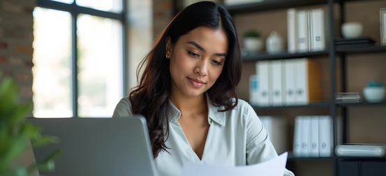 business woman Reading an analytical report