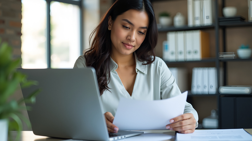 business woman Reading an analytical report