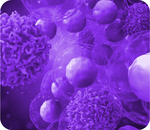A 3D illustration of cells with a purple tint.