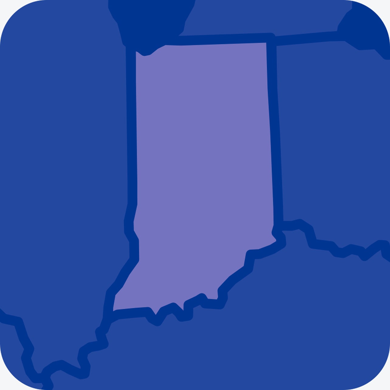 A map of the state of Indiana.