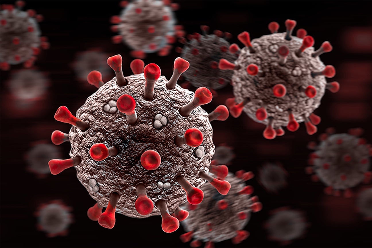 A digital illustration of the COVID-19 virus.