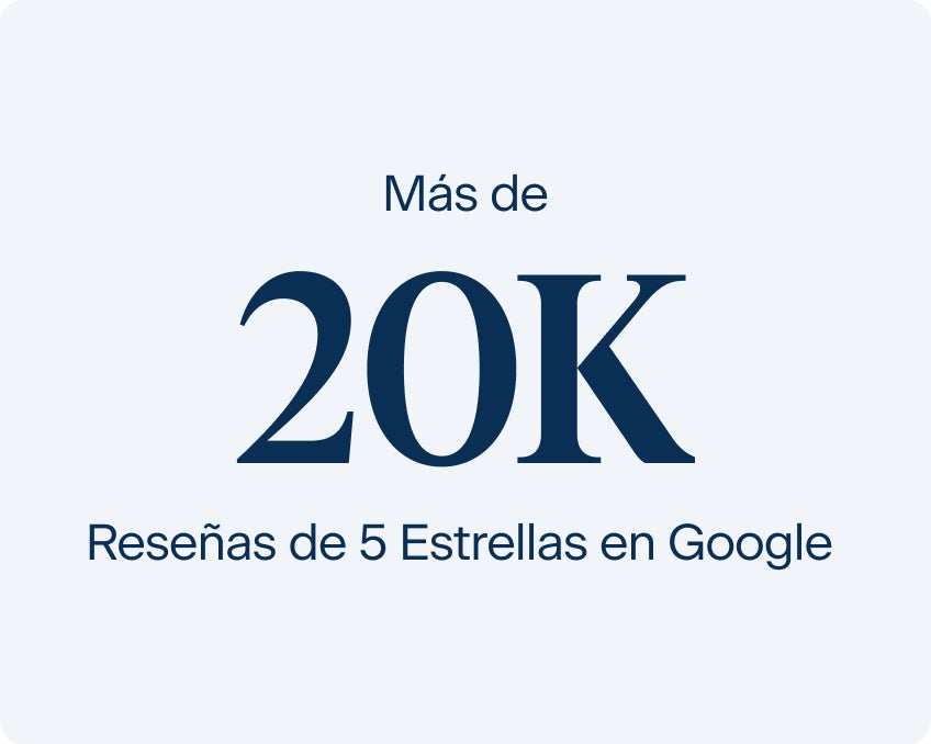 Más de 20,000 reseñas de 5 estrellas en Google respaldan la calidad de los implantes dentales de ClearChoice.