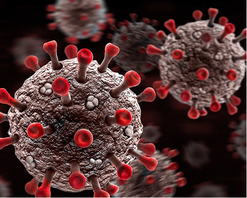 Visual of microscopic infection virus cells.