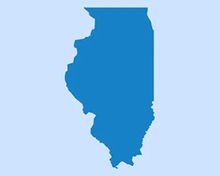 Illustrated map of Illinois representing expanded access to dental care through the Aspen Dental-supported TAG Oral Care Center for Excellence.