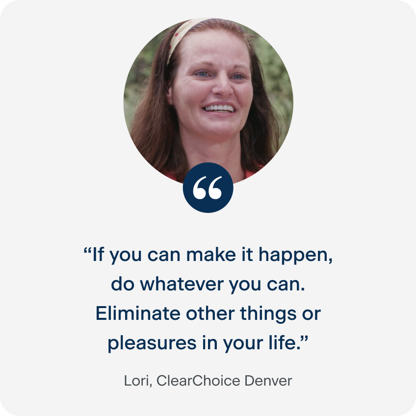 Lori from ClearChoice Denver sharing her testimonial about prioritizing dental implants for her smile restoration.