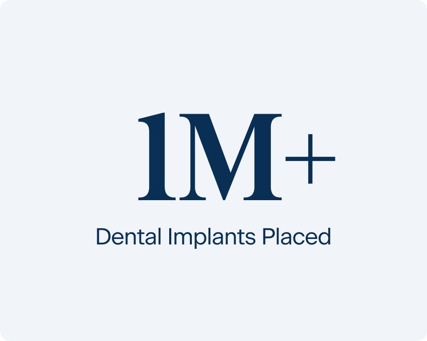 A logo for 1m+ dental implants placed.