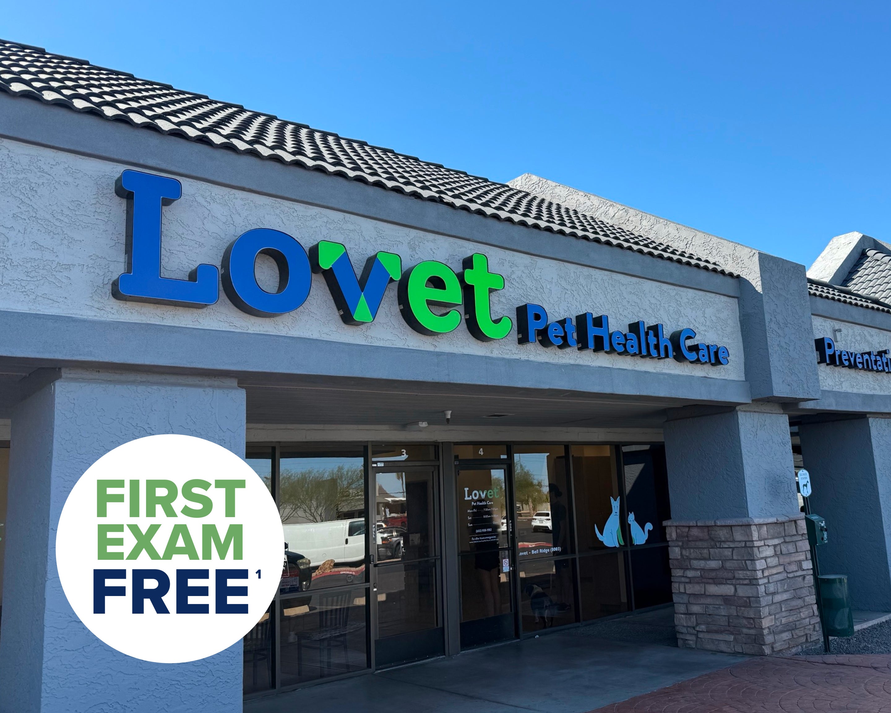 The exterior of Lovet Pet Health Care's Bell Ridge location.