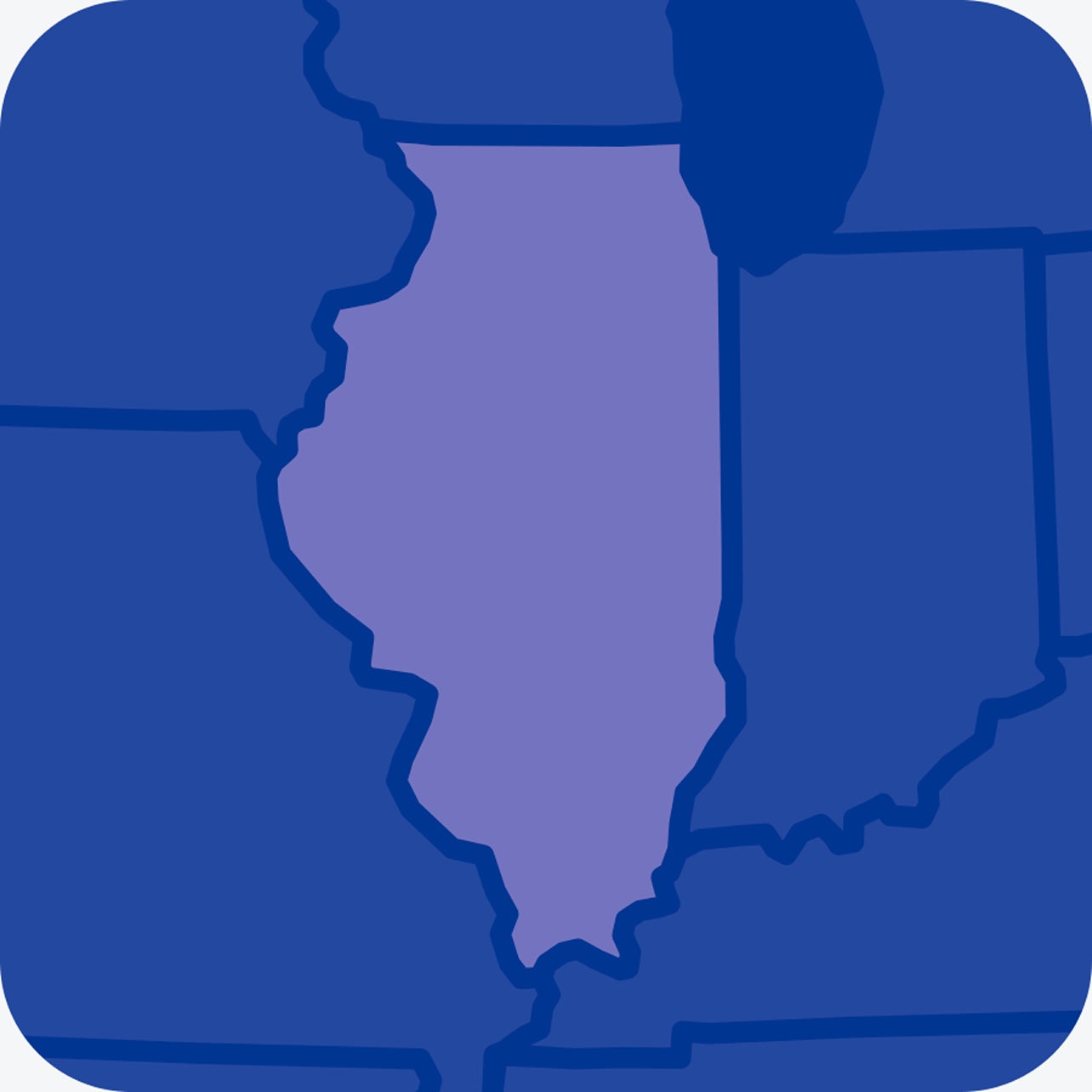 A map of the state of Illinois.