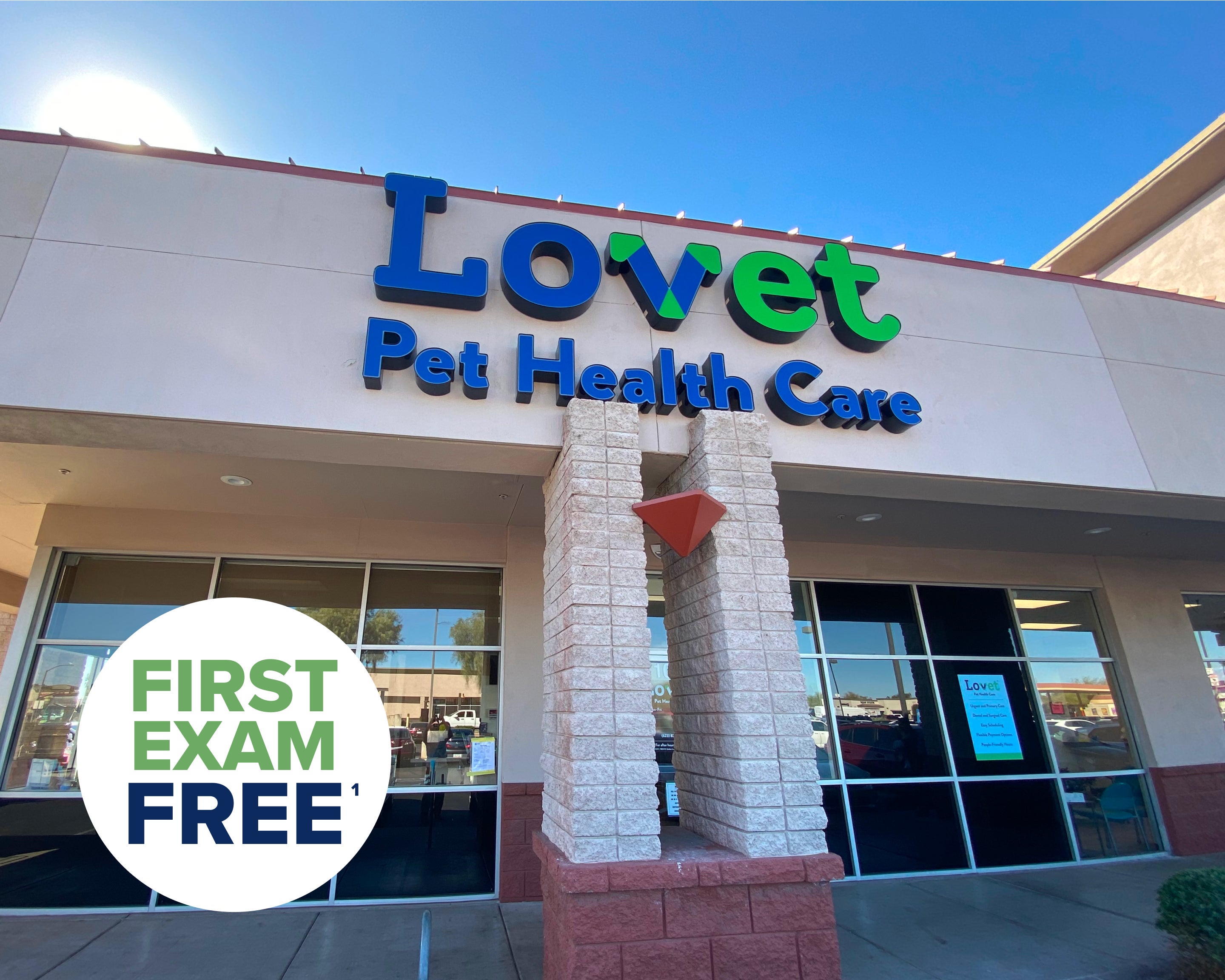 The exterior of Lovet Pet Health Care's Westbrook location.