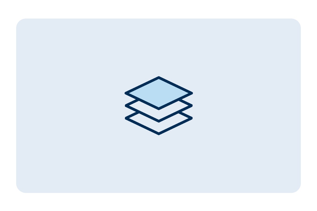 Icon of stacked layers representing the impact of implant material on dental implant costs.