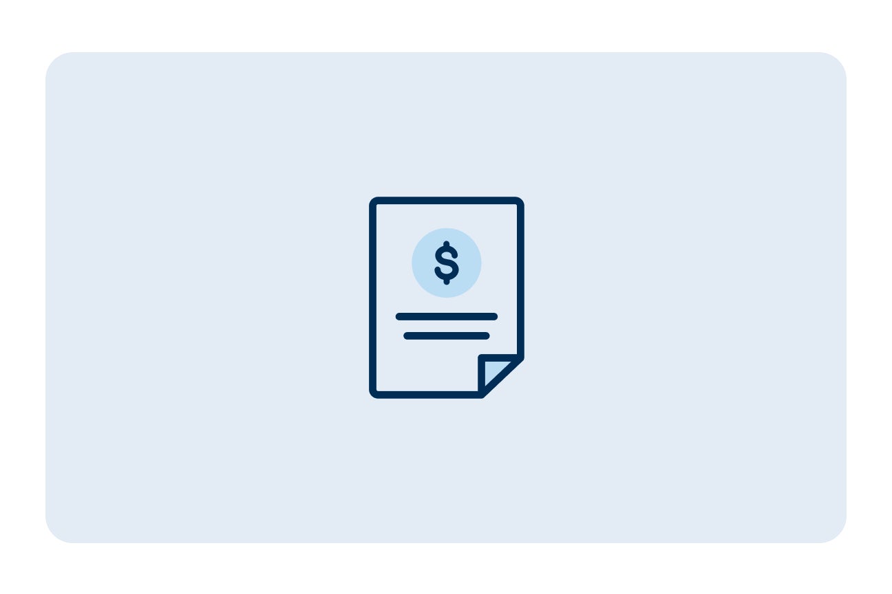 Icon of a document with a dollar sign highlighting how insurance coverage affects the cost of dental implants.