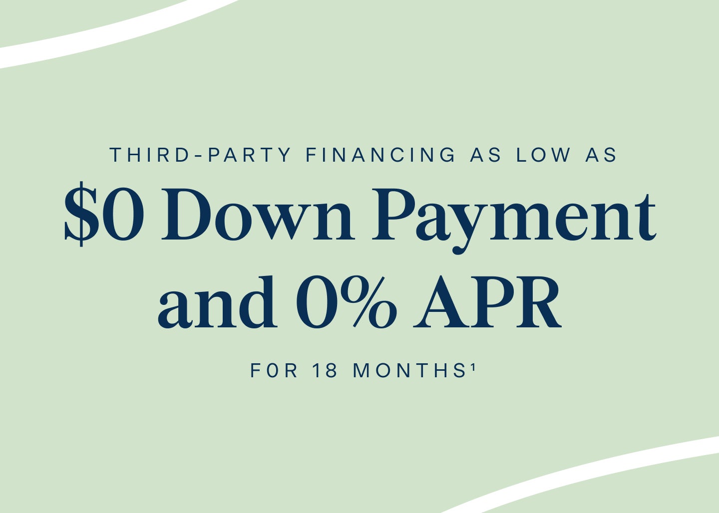 A image graphic with text stating ClearChoice's third party financing as low as $0 down payment and 0%APR for 18 months. 