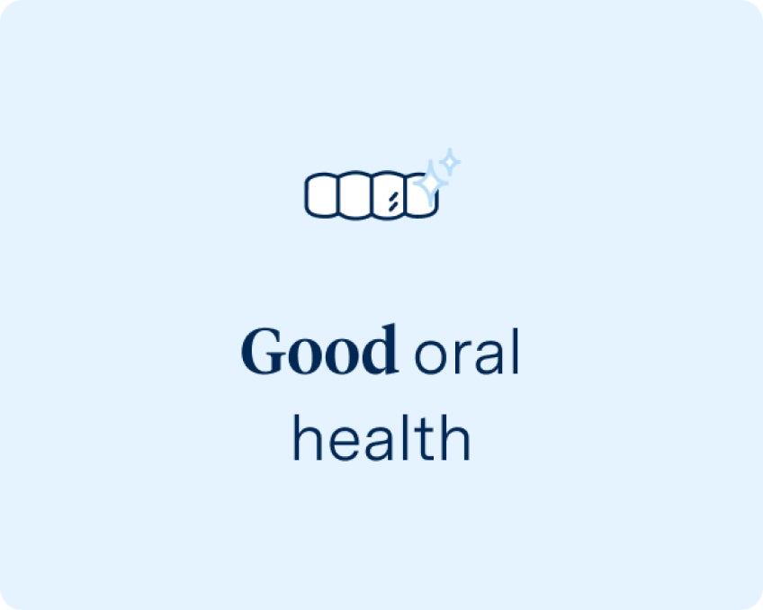 Graphic with the text 'Good oral health' under an icon of teeth, indicating suitability for titanium dental implants, associated with Aspen Dental.