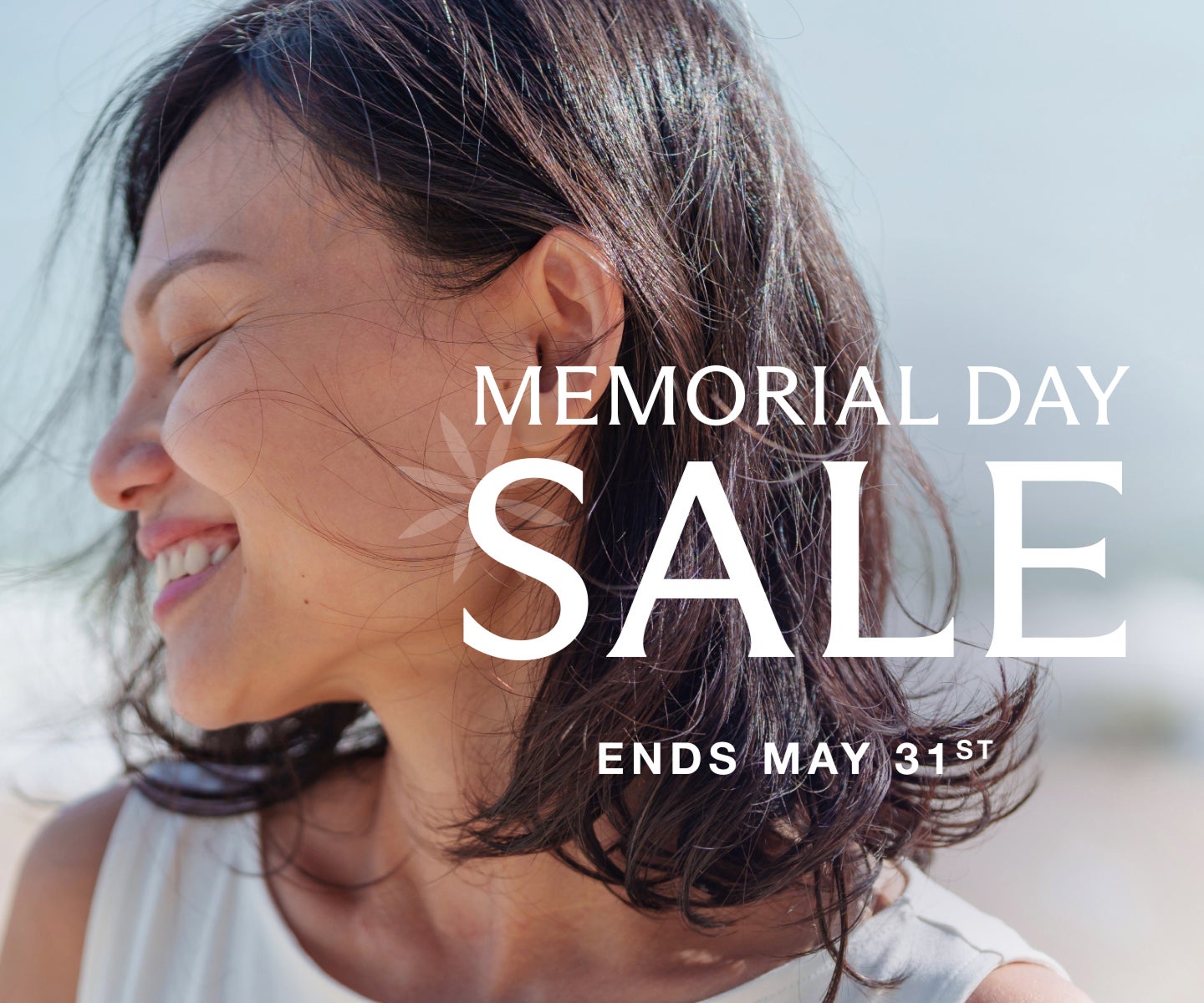 Smiling woman with eyes closed promoting Chapter’s Botox limited-time flash sale. Text on image reads “Memorial Day Sale Ends May 31st.