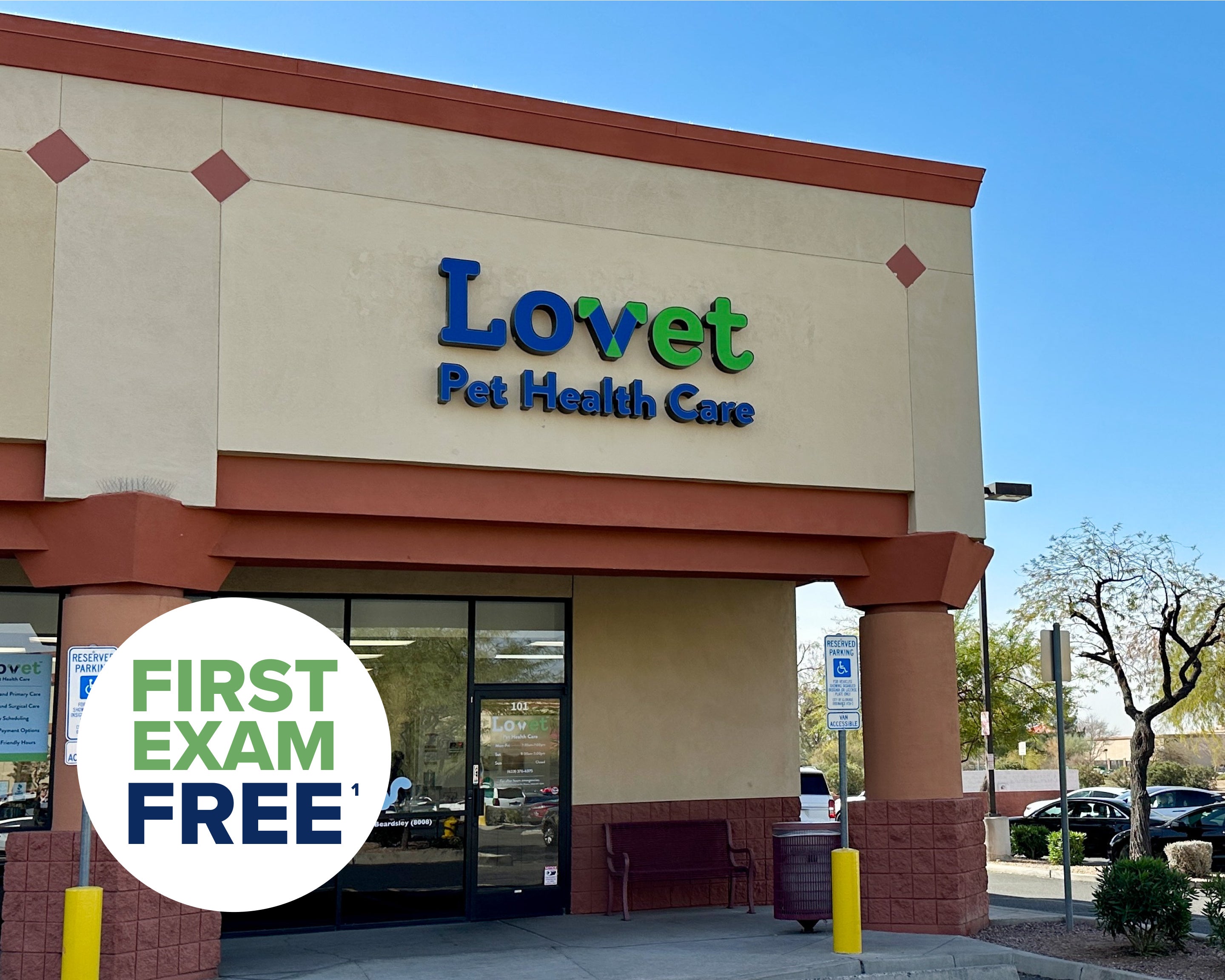 The exterior of Lovet Pet Health Care's Beardsley location.