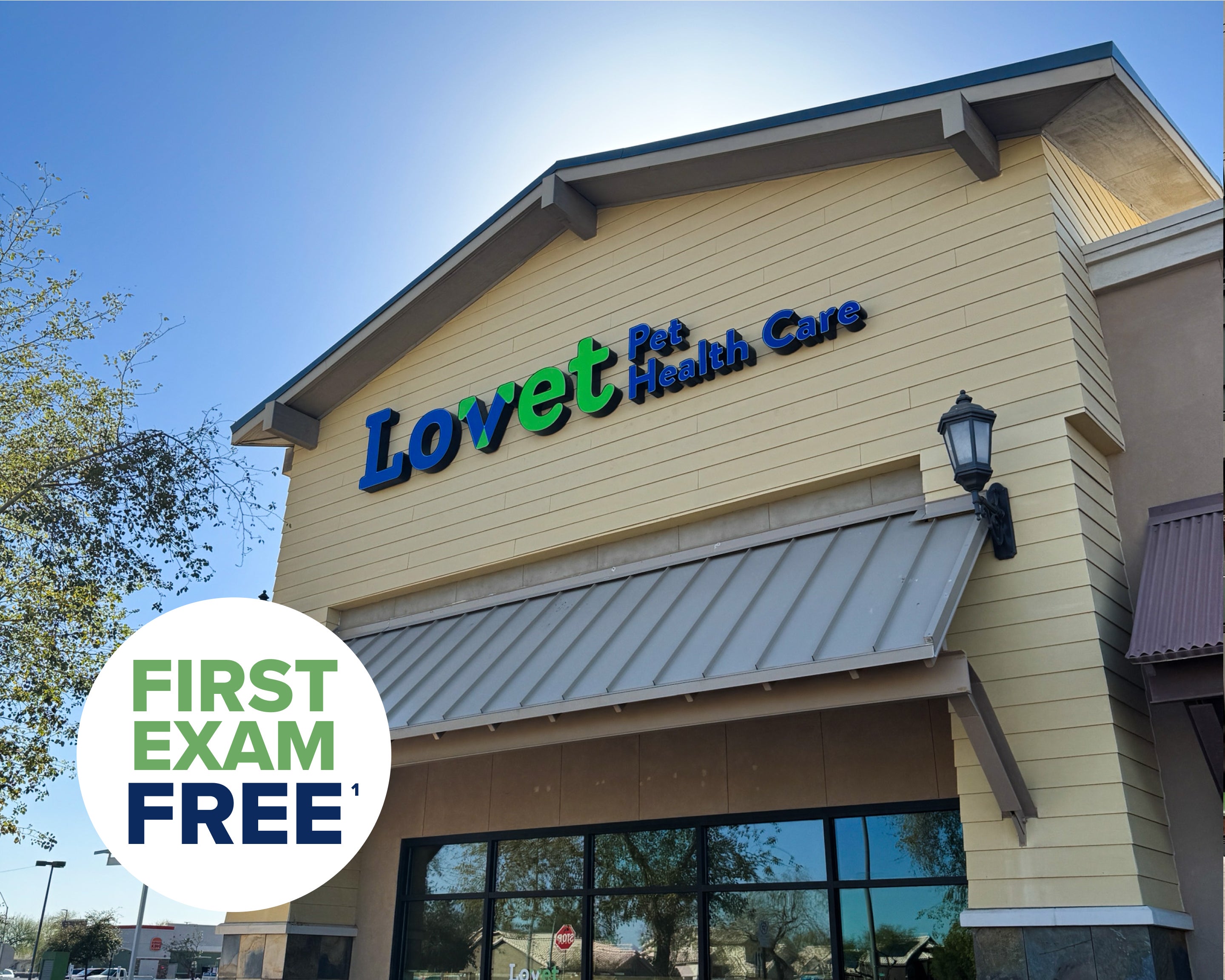 The exterior of Lovet Pet Health Care's Sarival location.