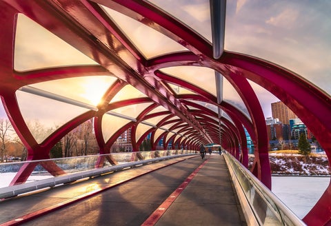 Peace Bridge Sunset Calgary Alberta Canada