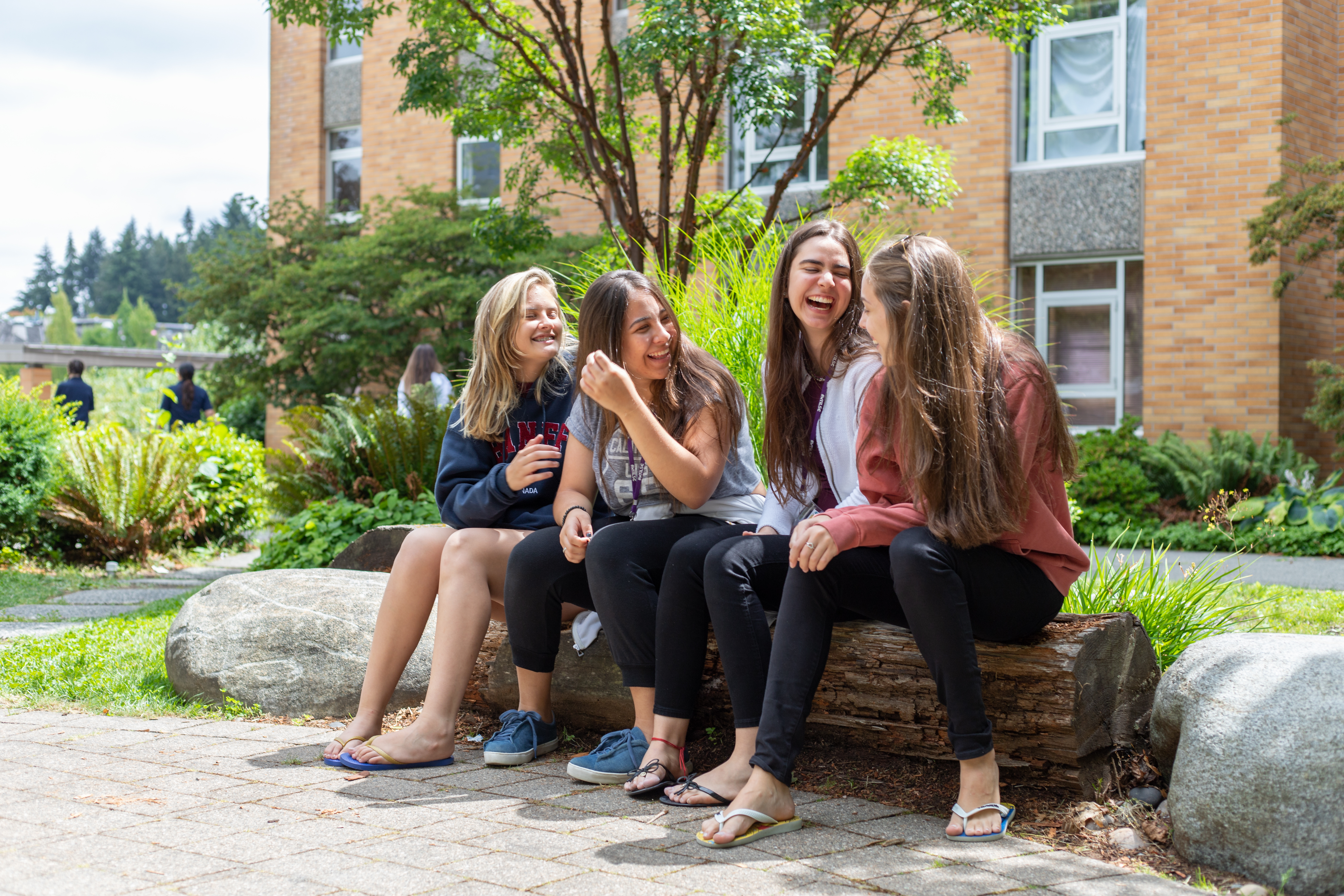 Students in front of their residence in UBC Campus Vancouver