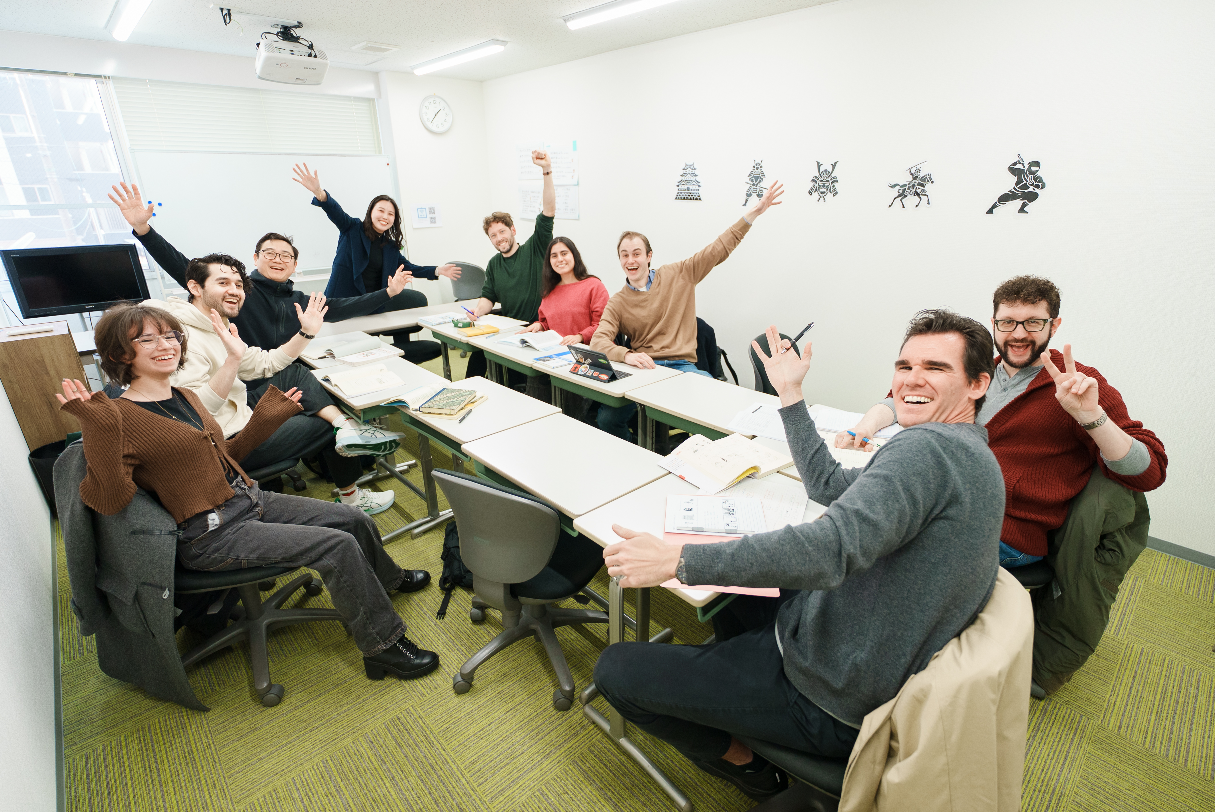 A group of students in class at Genki Japanese and Culture School Nagoya