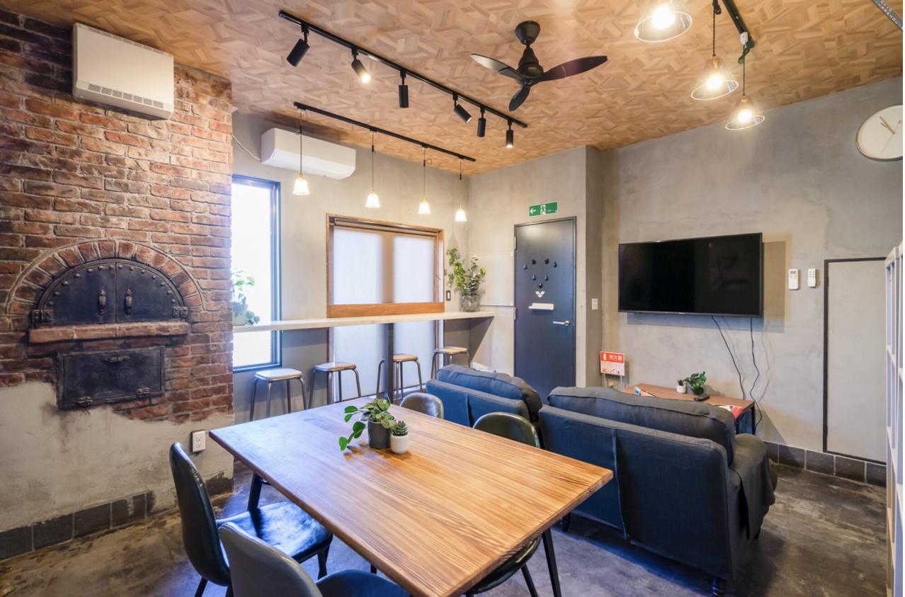 Living room at the shared apartment in Tokyo