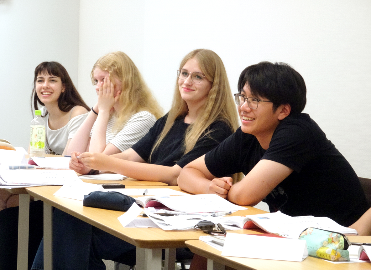 A group of students in class at the Japanese Summer course