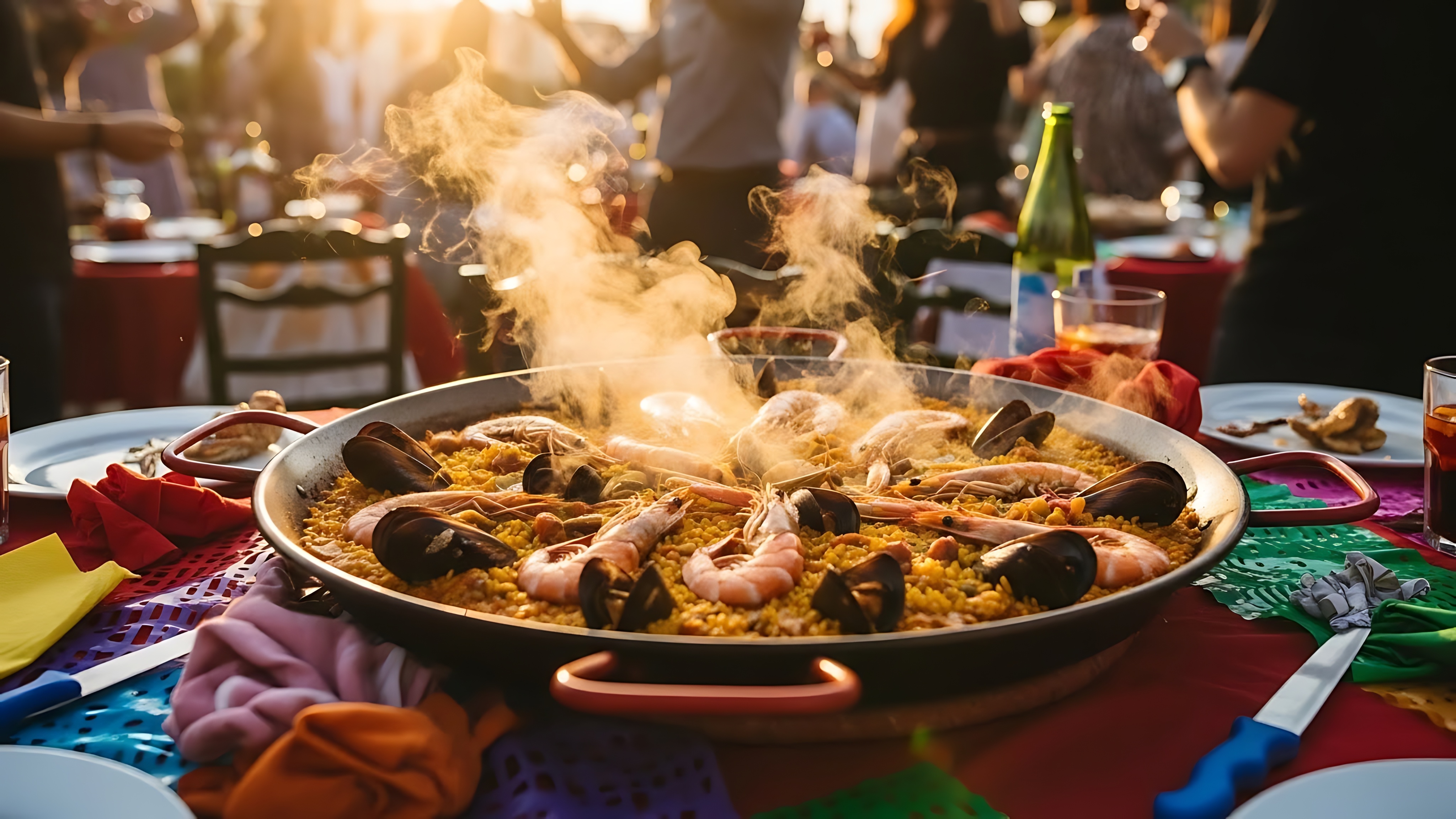 seafood paella at outdoor festival