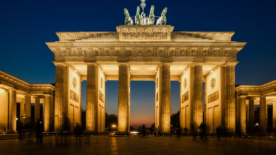 Brandenburg Gate at night in Berlin, Germany