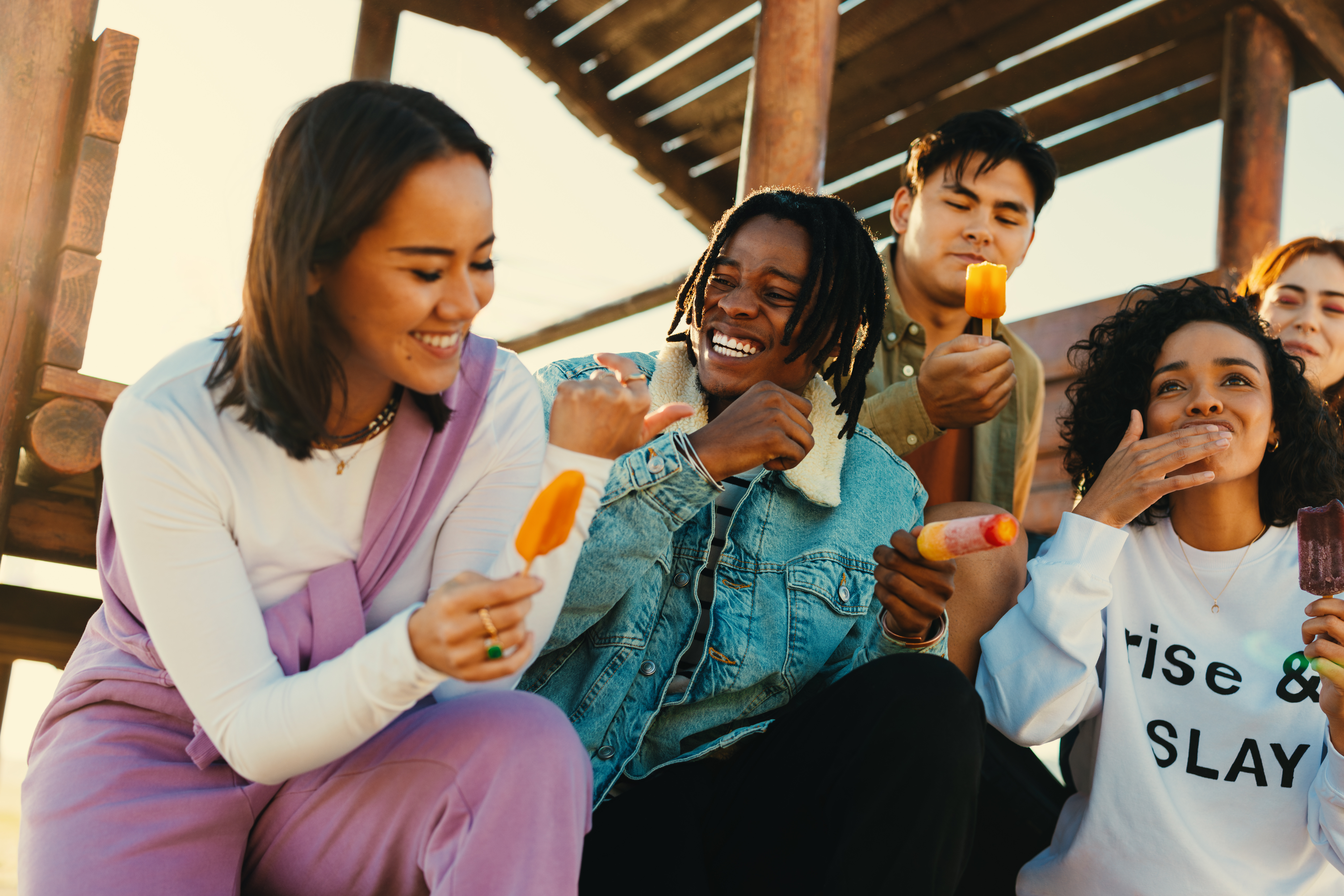 Friends enjoying a sunny day outdoors