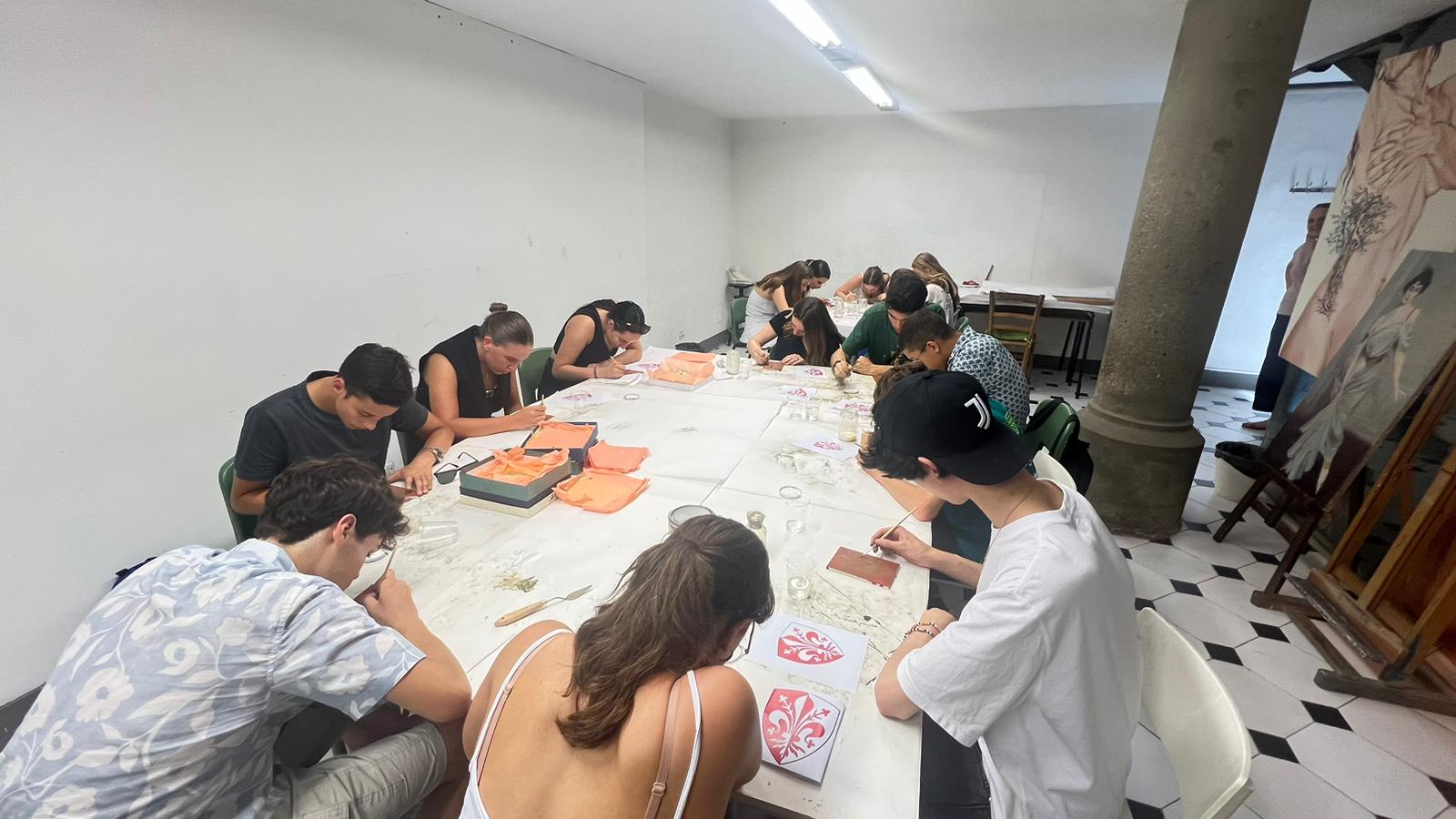 A group of students painting
