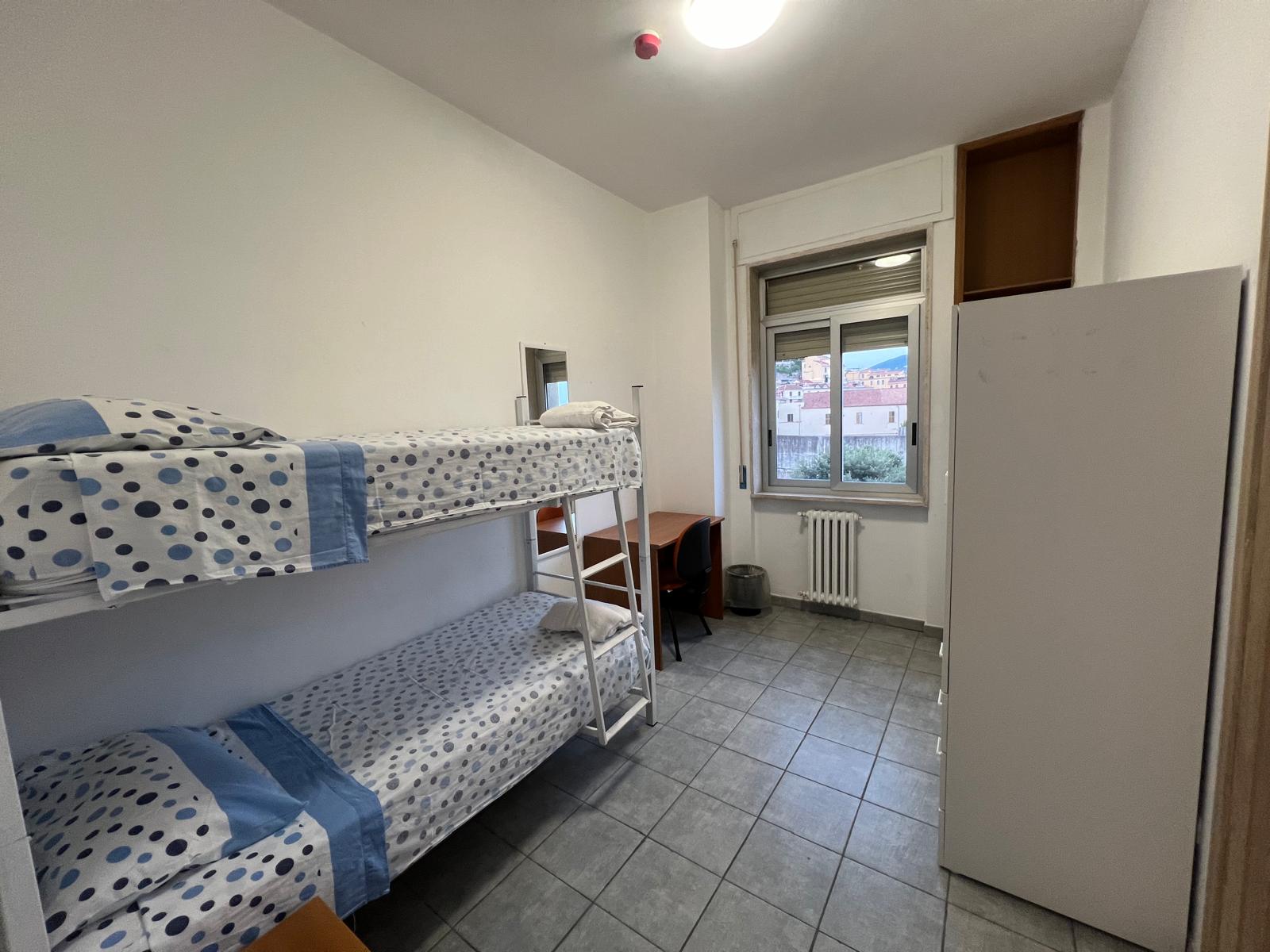 Bunk beds in student residence at Salerno Summer Camp ESL School, Italy, for teen and junior students