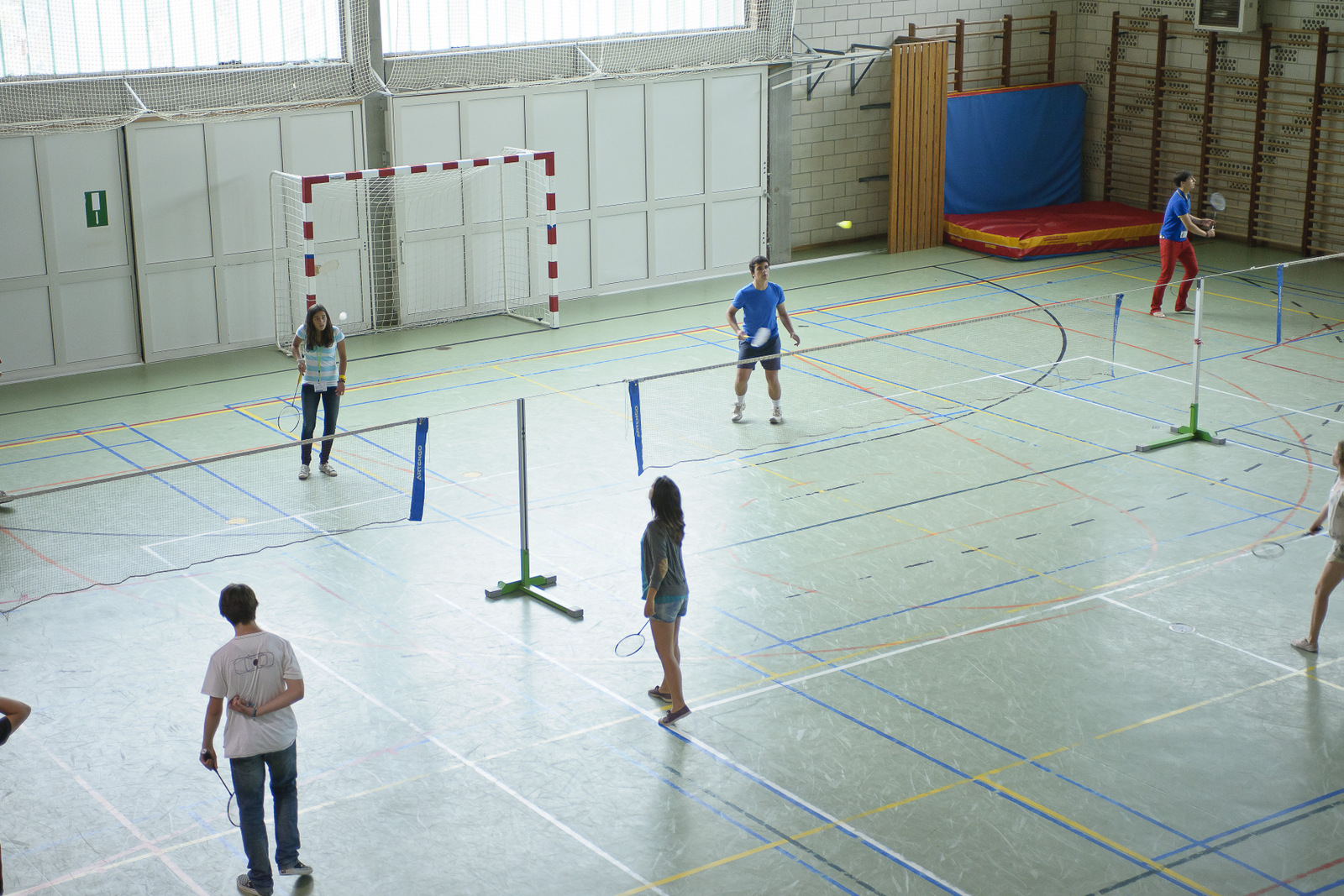 Students playing badminton