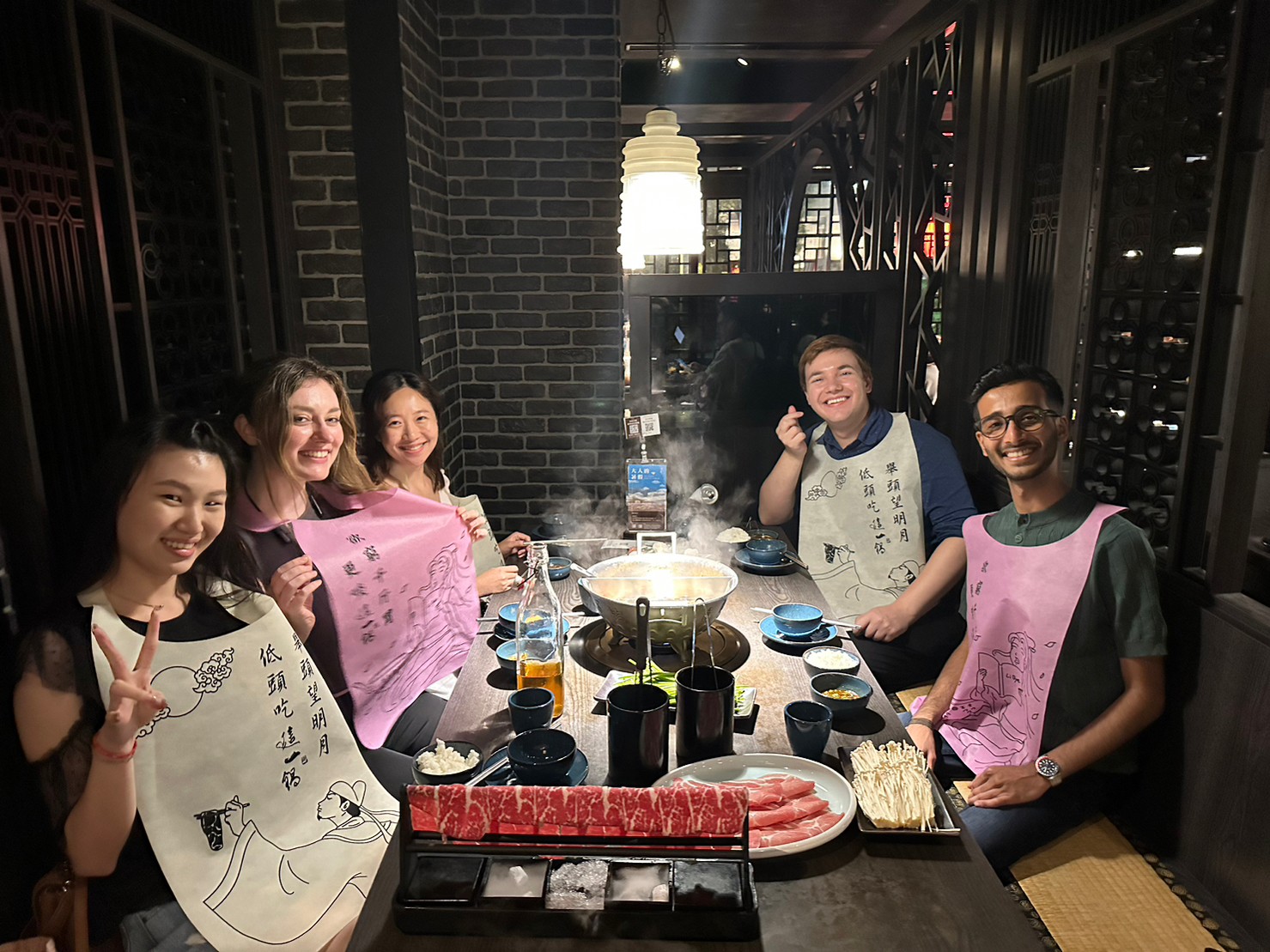 A group of students at a hot pot restaurant