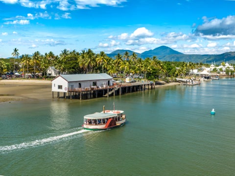 Boat sailing near the beach in Cairns, Australia
