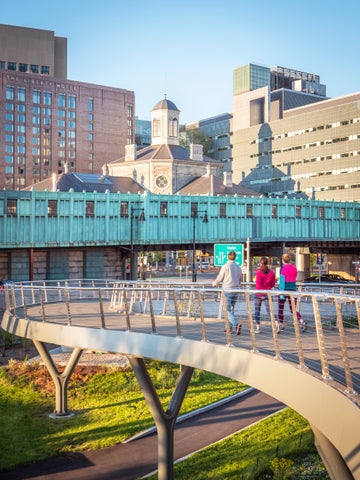 People exercising in Boston City Center Massachusetts